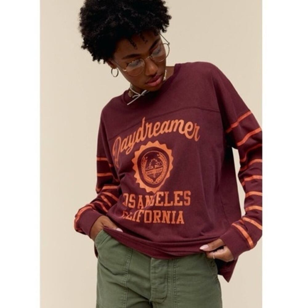 Daydreamer Size XS Red Maroon Los Angeles LA Graphic Long Sleeve Tee 100% Cotton